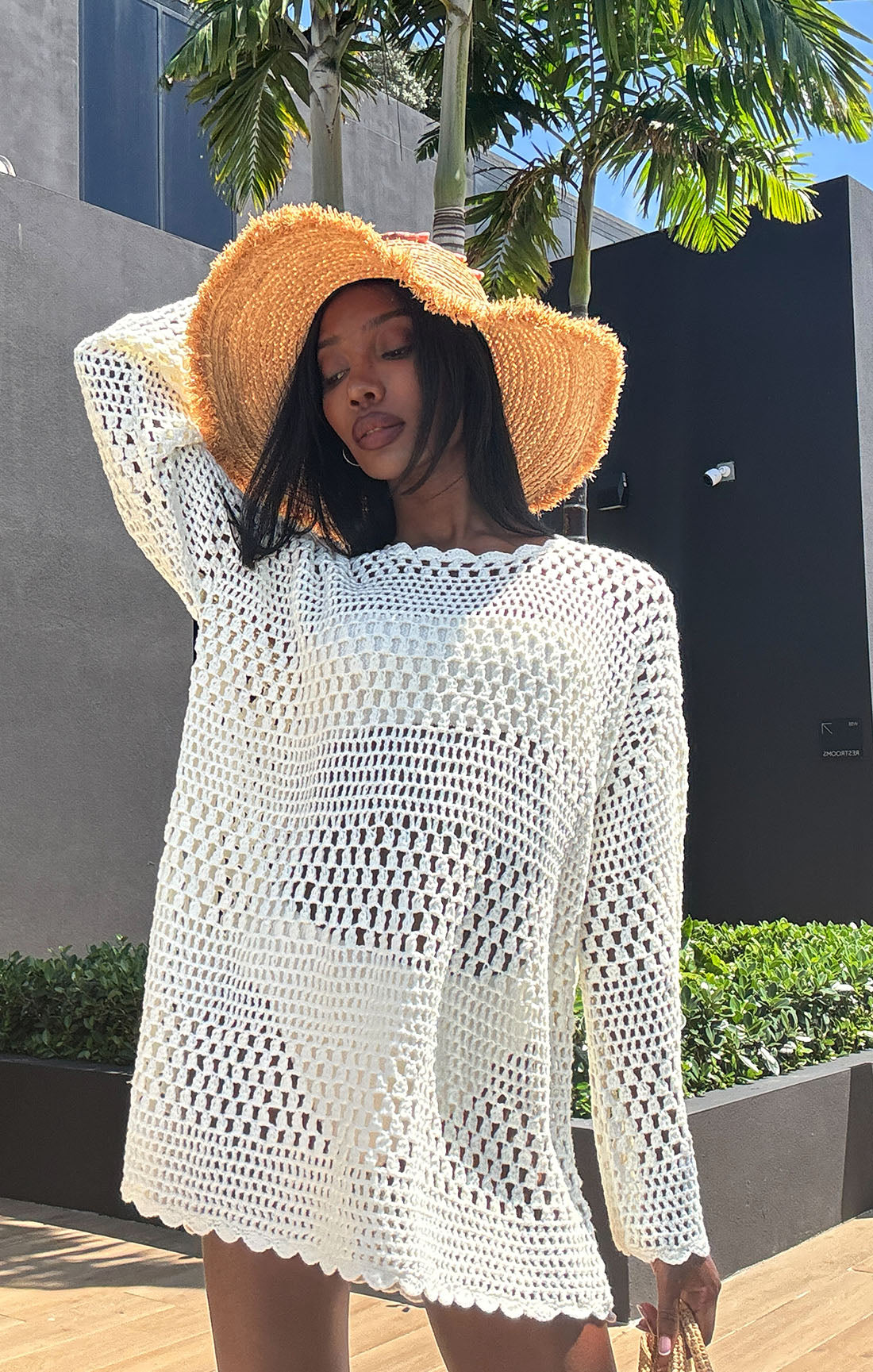 White Crochet Pullover Sweater | Paula Boho Beach Cover-Up
