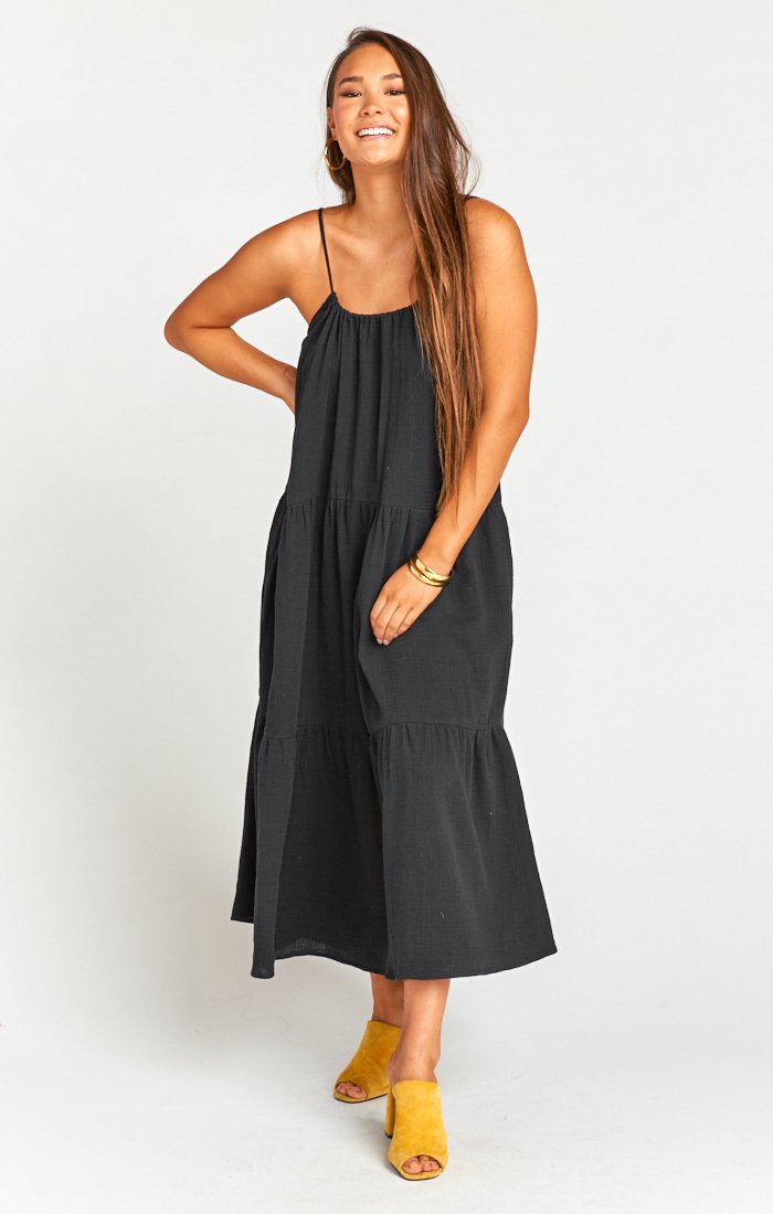 Cotton Lace-Up Maxi Dress with Tassel Detailing