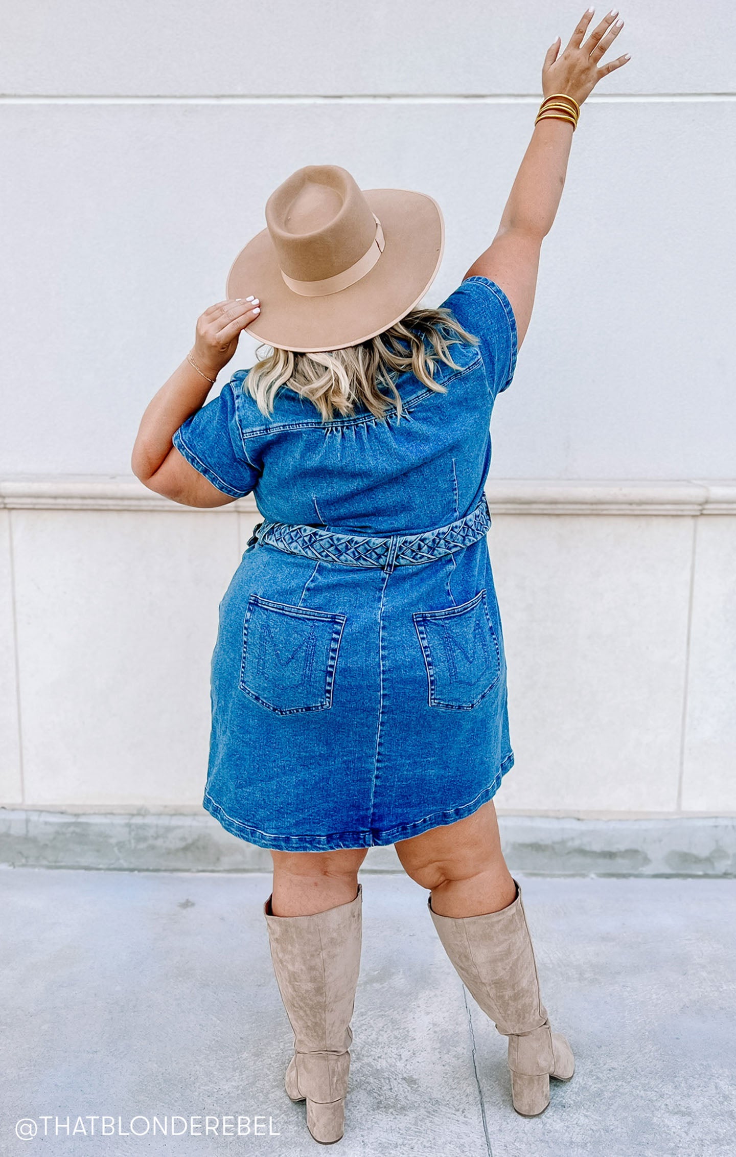 Denim Mini Dress with Front Zip & Cargo Pockets - Outlaw