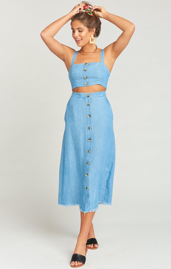 Sharon Skirt - Tencel Linen Tie Front with Elastic Lining