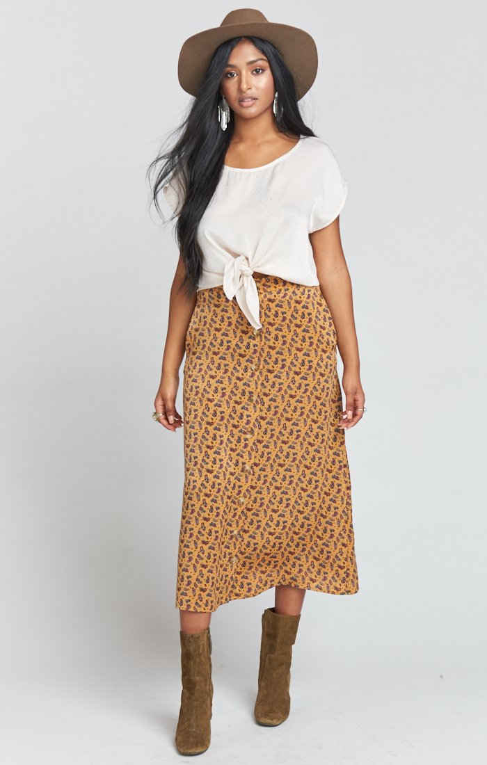 Sharon Skirt - Tencel Linen Tie Front with Elastic Lining