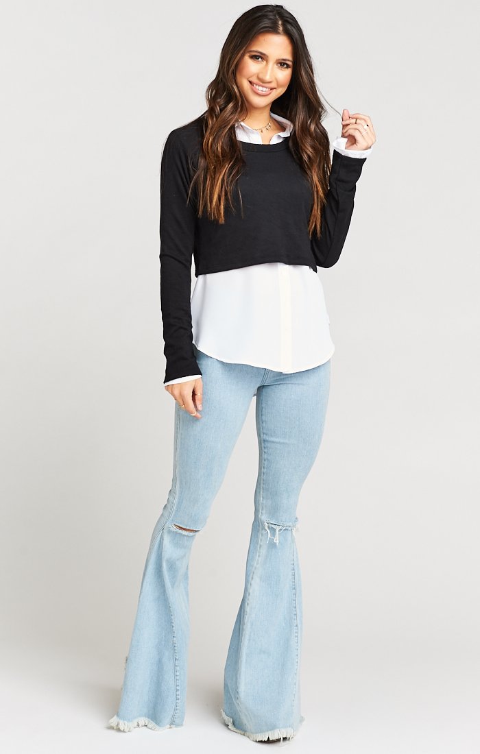 Cher Crop Sweater - White Wrinkle-Resistant Poly-Spandex Top