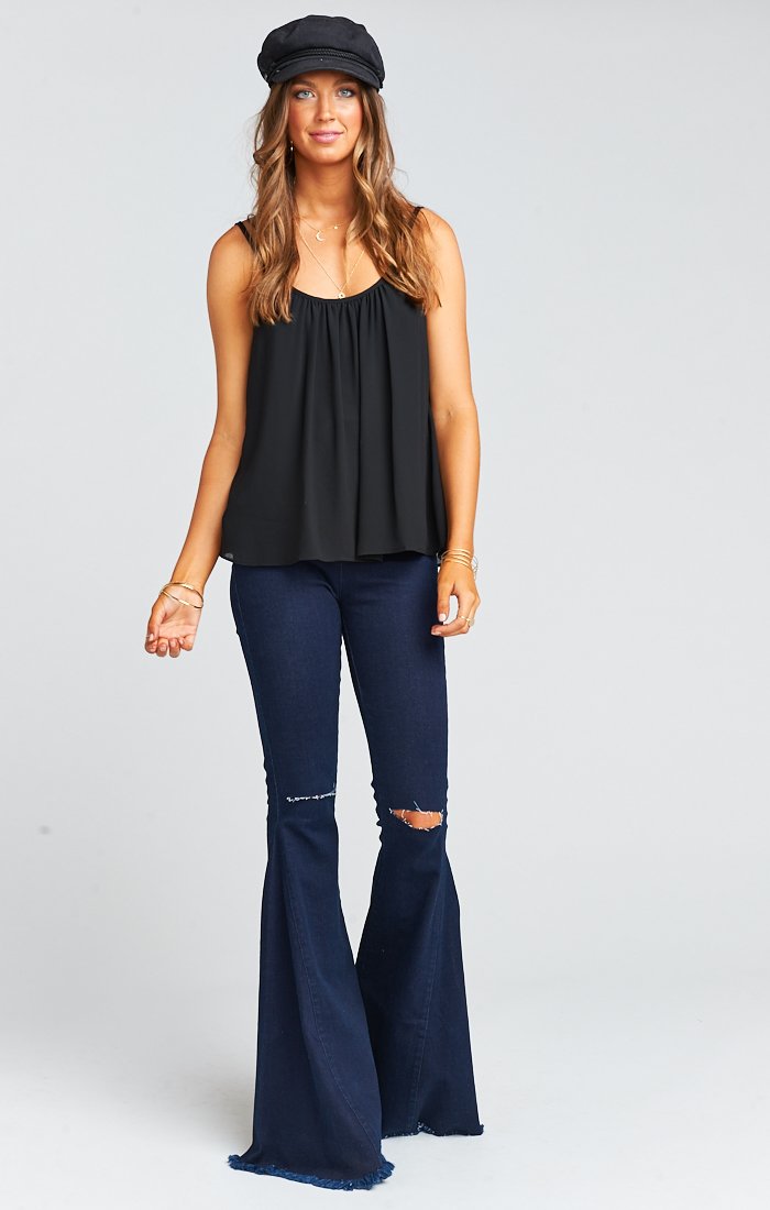 Mu Swing Tank Top for Women - Loose Fit Spaghetti Strap Scoop Neck Blouse