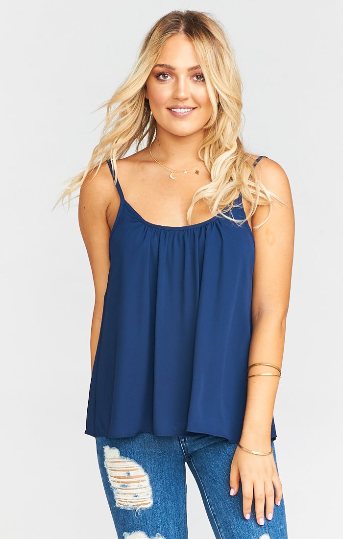 Mu Swing Tank Top for Women - Loose Fit Spaghetti Strap Scoop Neck Blouse