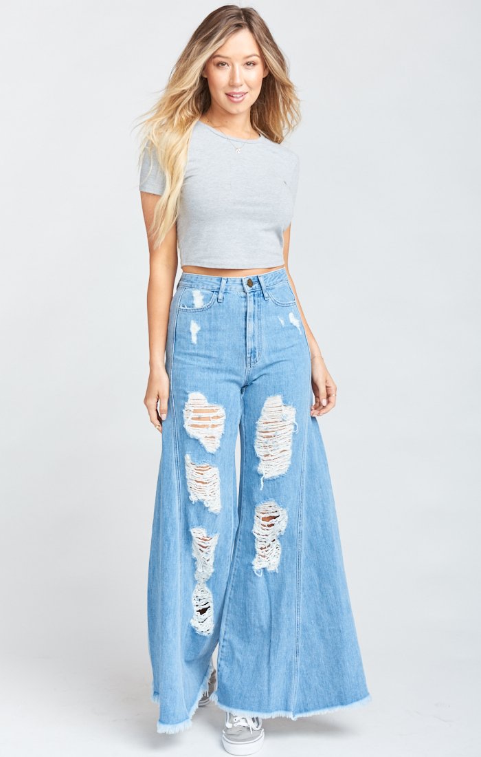 High Waisted Cotton Super Flare Jeans for Women