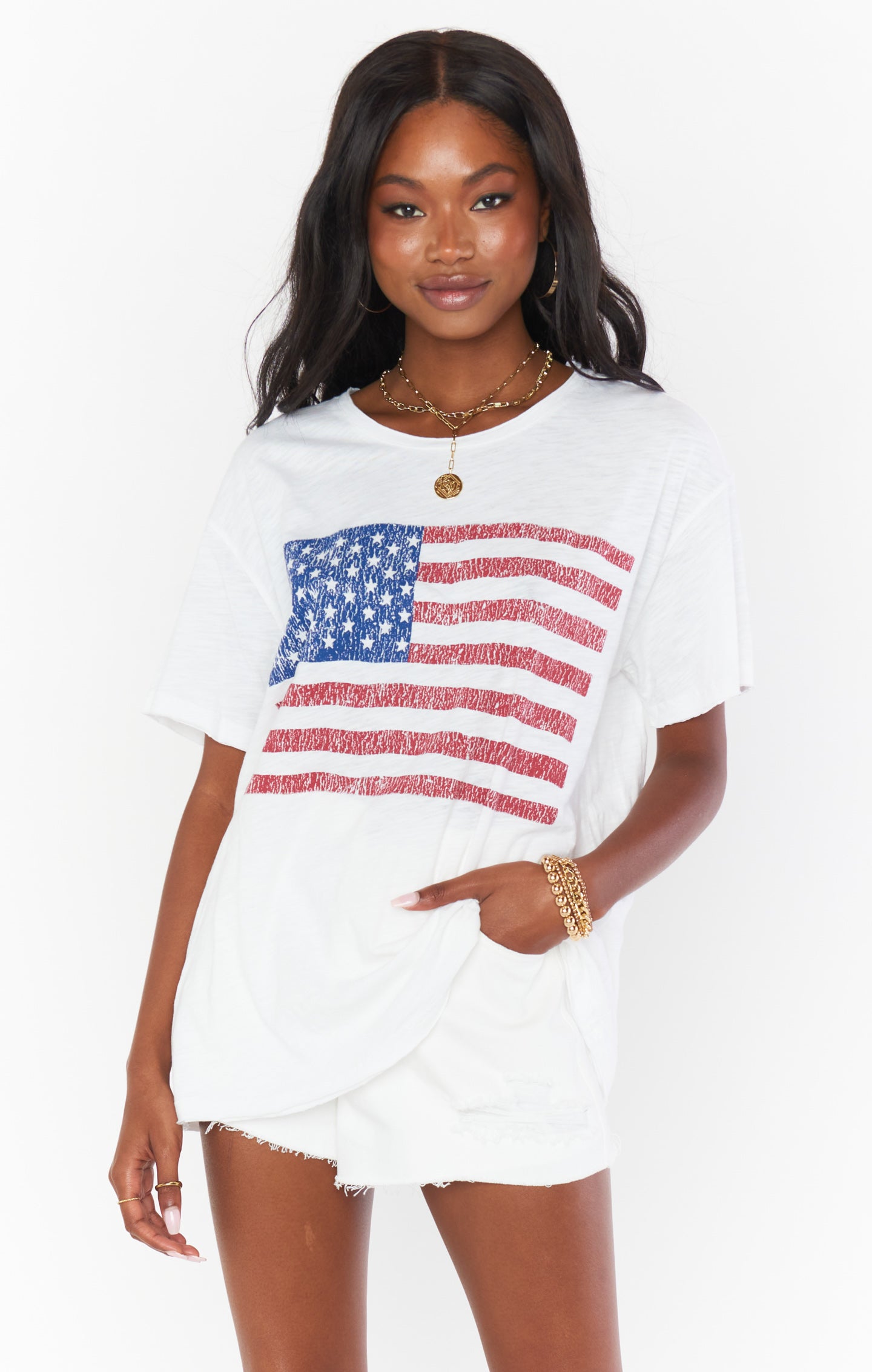 American Flag Graphic Tee - Relaxed Scoop Neck Cooper Shirt