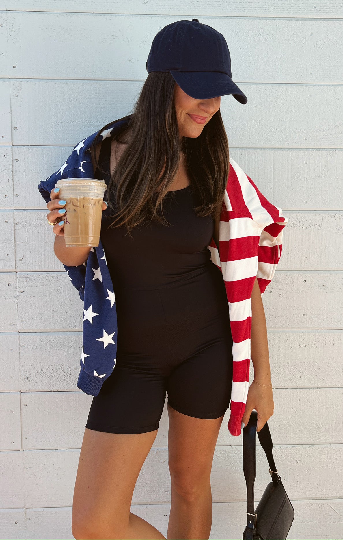 Patriotic Benny Oversized Half Zip Sweatshirt – Flag Knit Design