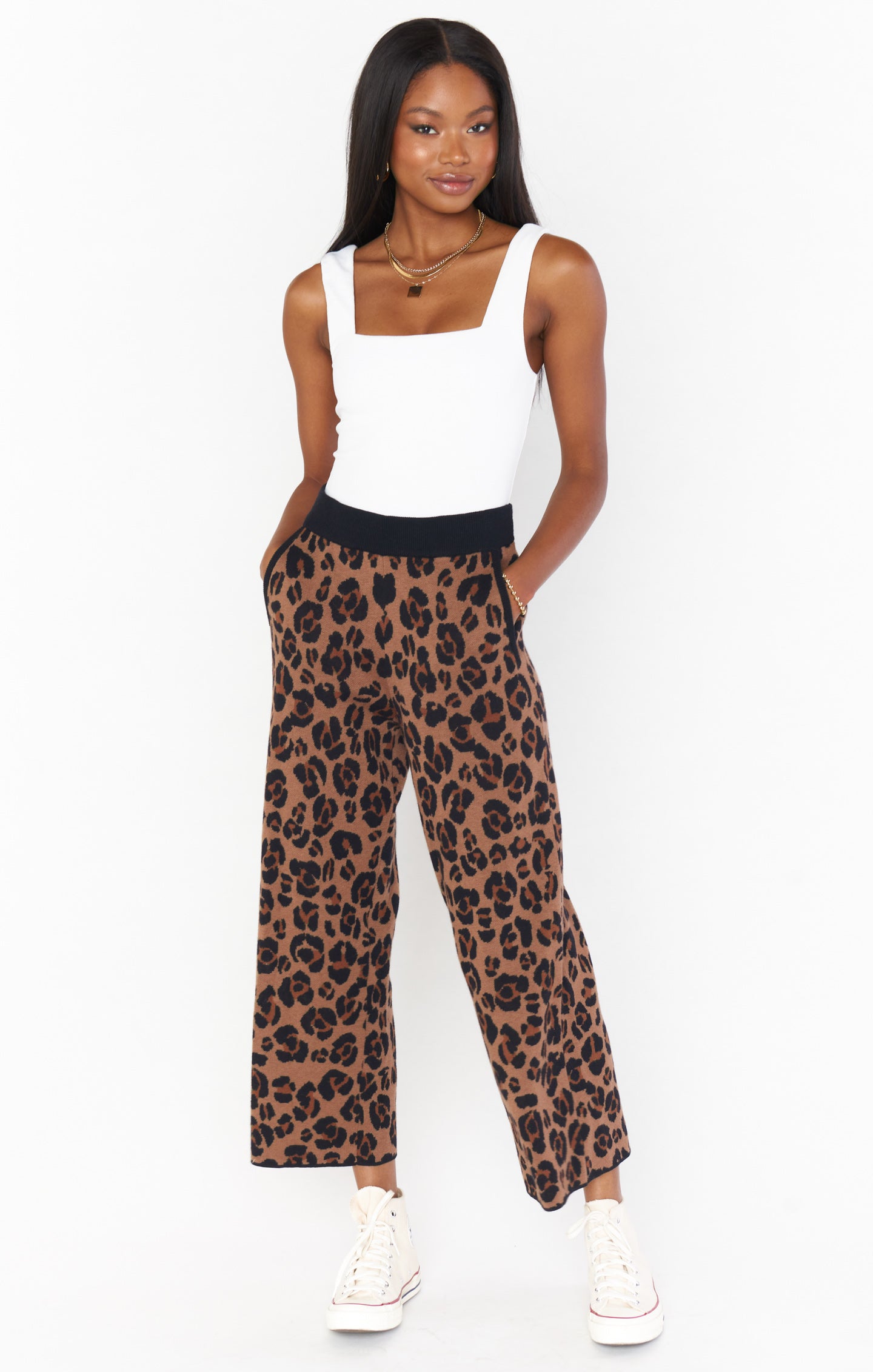 Samson Leopard Print Knit Lounge Pants - Cozy Culotte Style