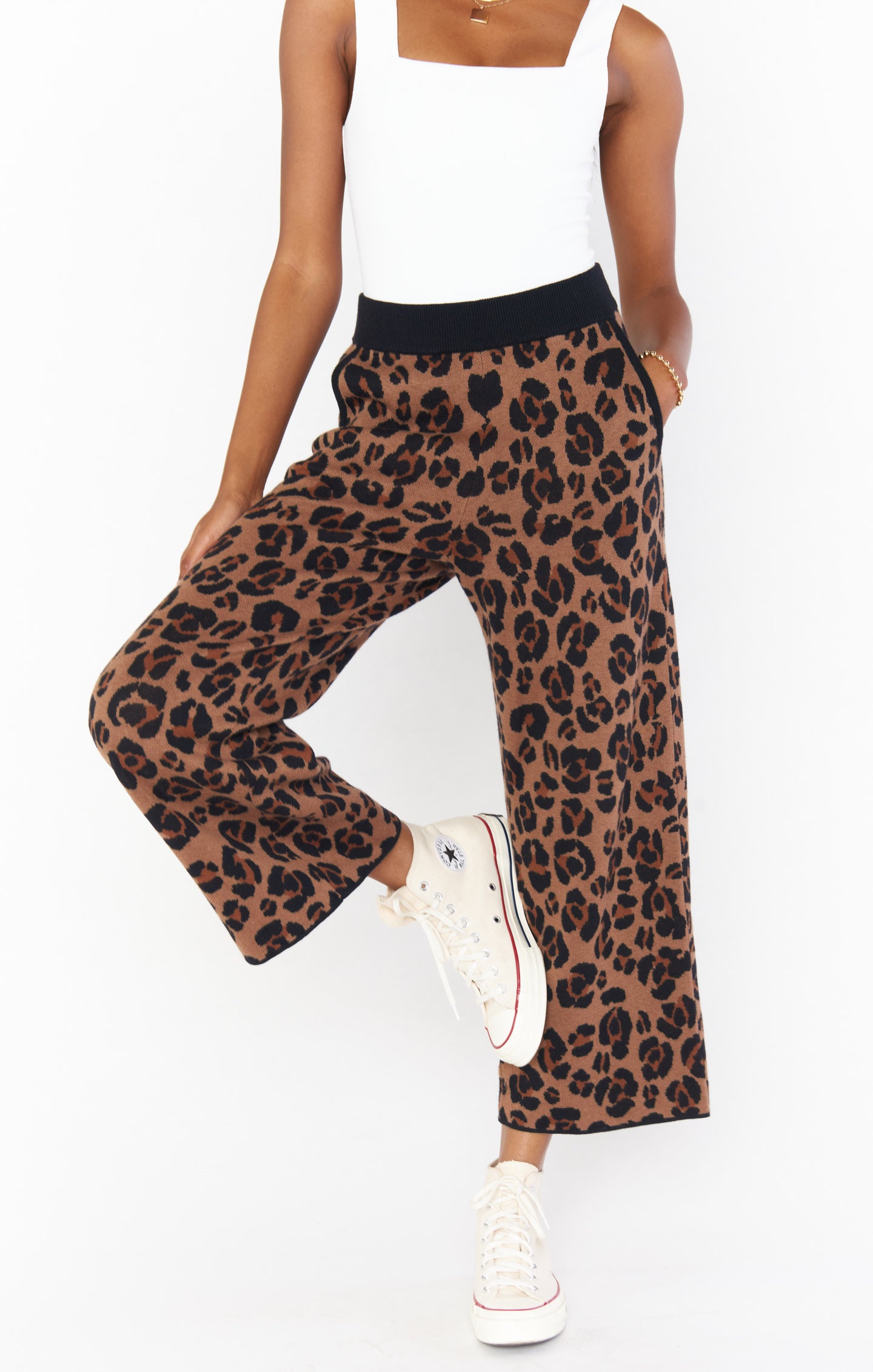 Samson Leopard Print Knit Lounge Pants - Cozy Culotte Style