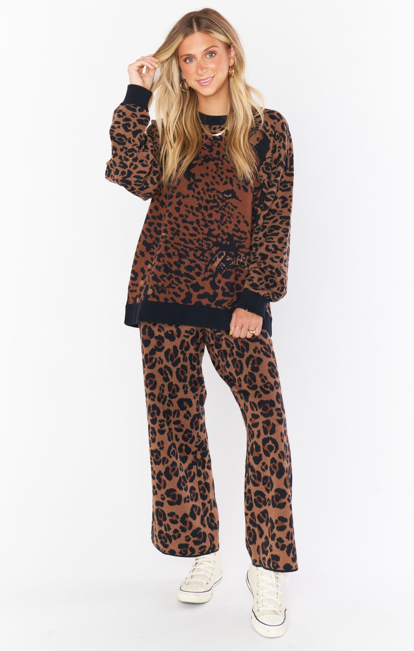 Samson Leopard Print Knit Lounge Pants - Cozy Culotte Style