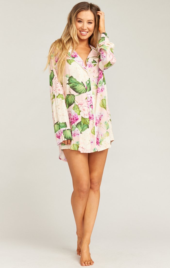 Beau Sleep Shirt for Women - 100% Rayon Button Down with Pocket