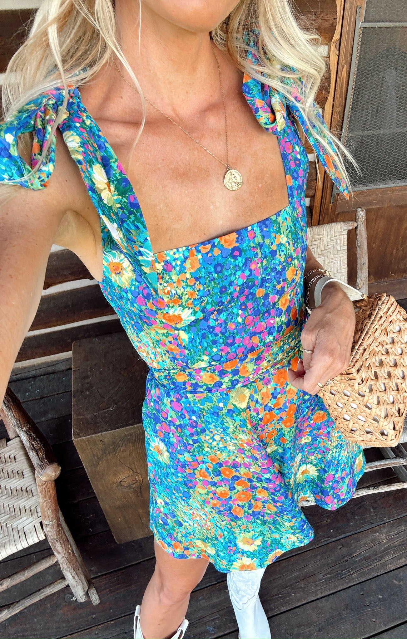 Floral Mini Dress with Smocked Back & Adjustable Straps