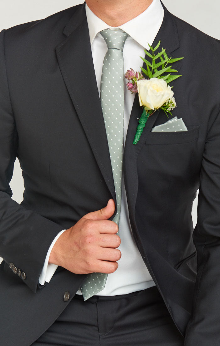 Nico Silver Sage Dot Neck Tie for Men - Wedding & Formal Accessory