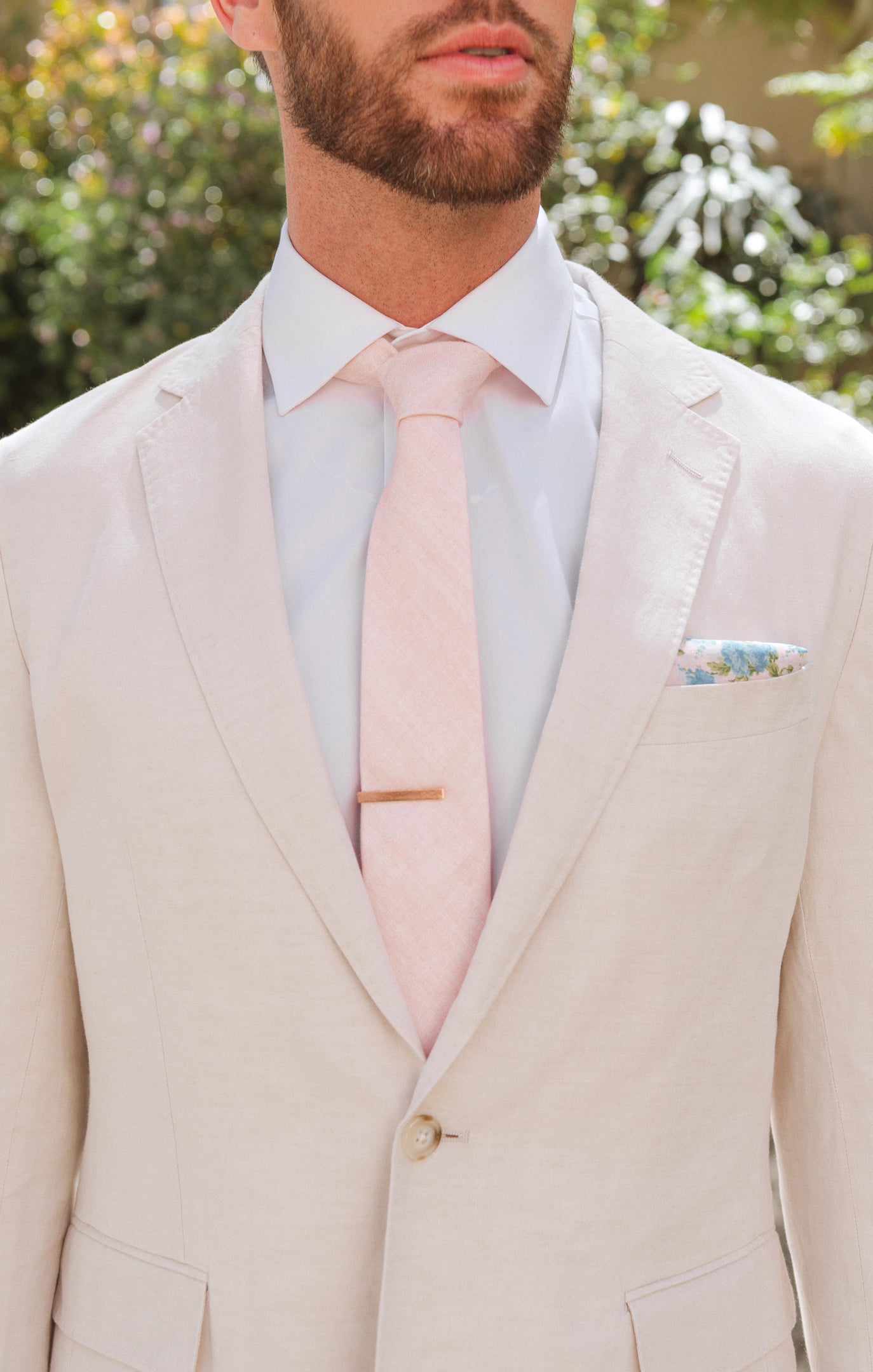 Nico Linen Neck Tie in Dusty Blush for Groomsmen & Weddings