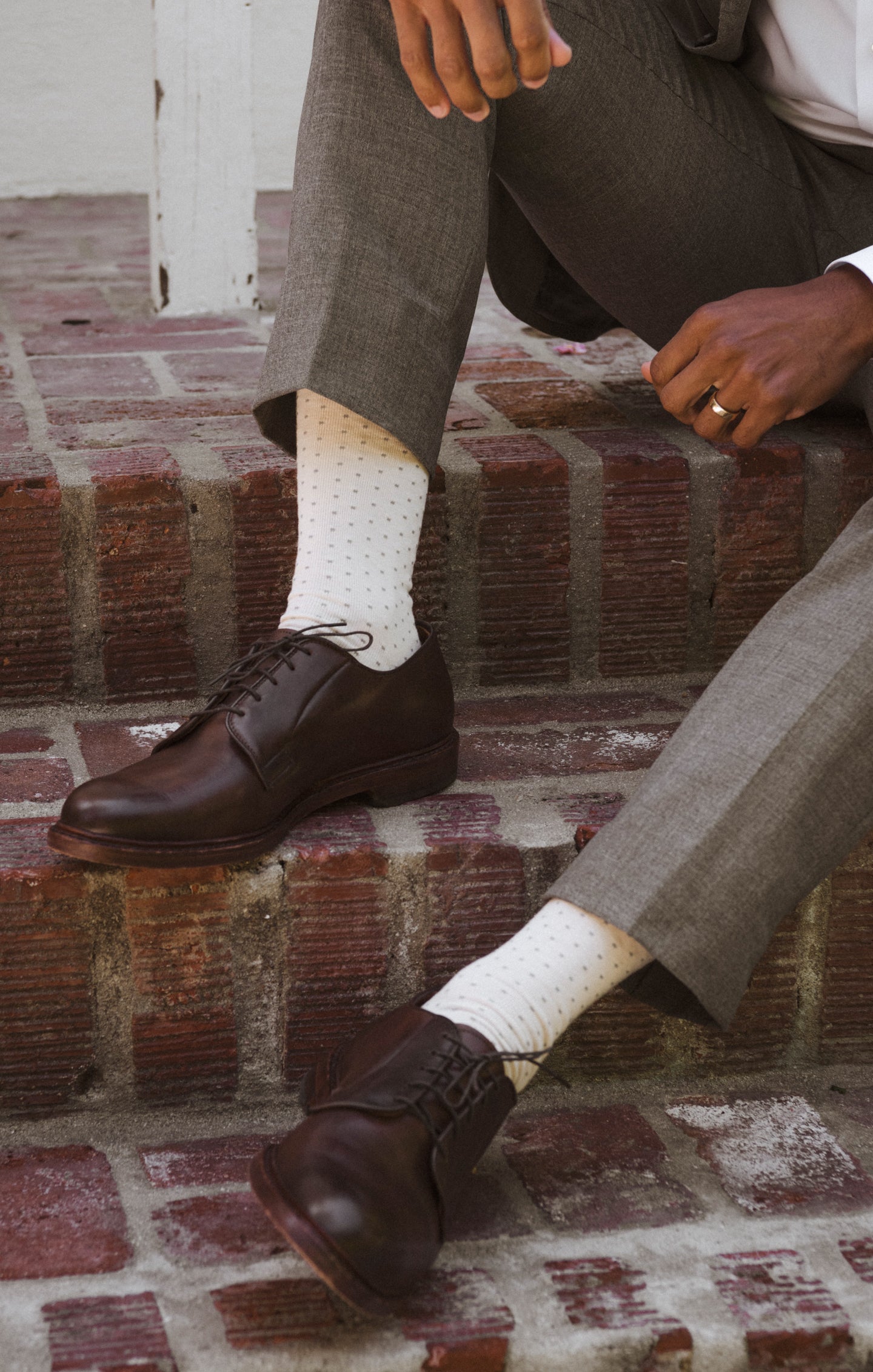 Owen Champagne Dot Dress Socks for Weddings