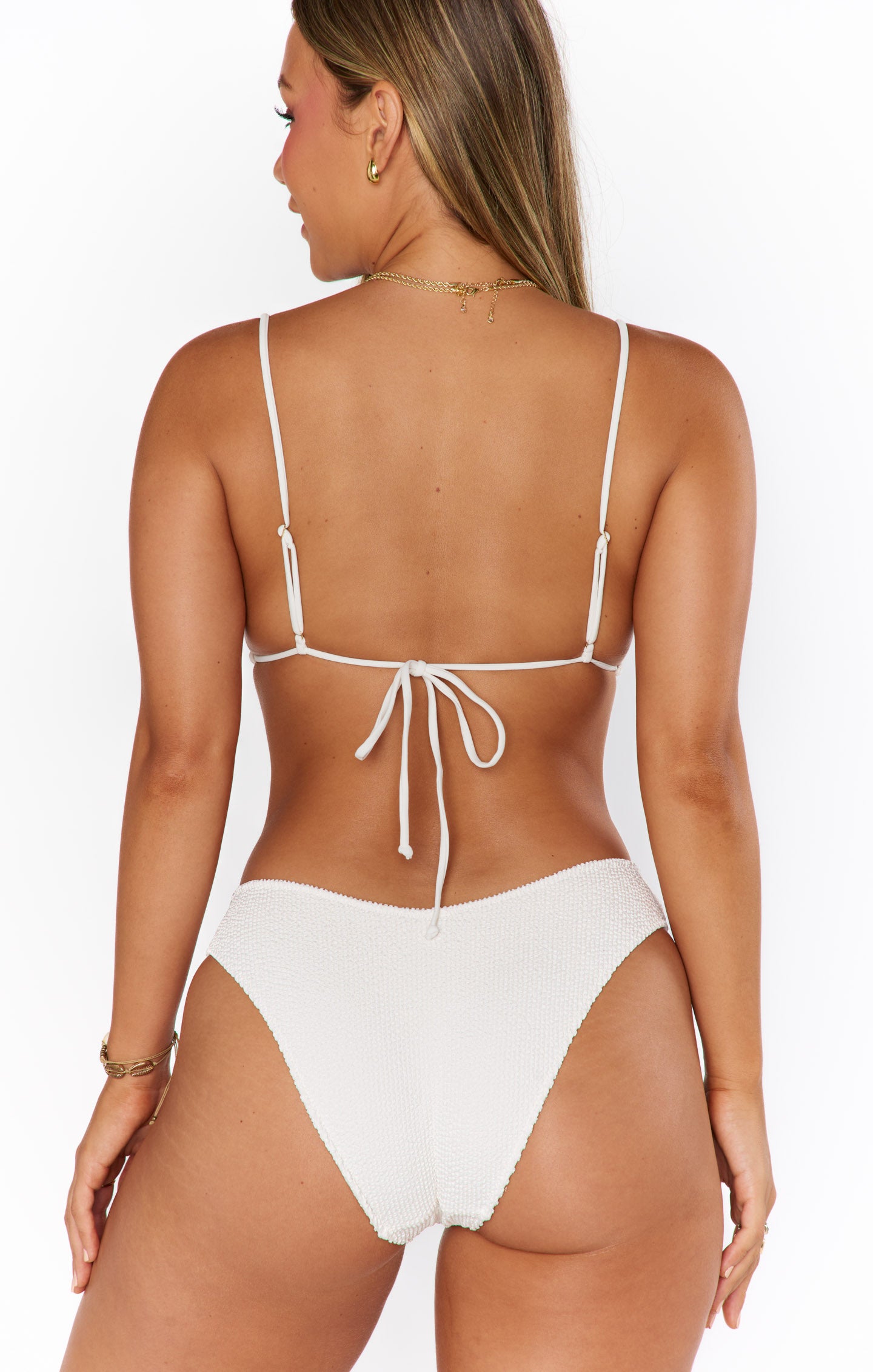 Ivory Scrunch Bikini Top for Tanning | Adjustable Straps