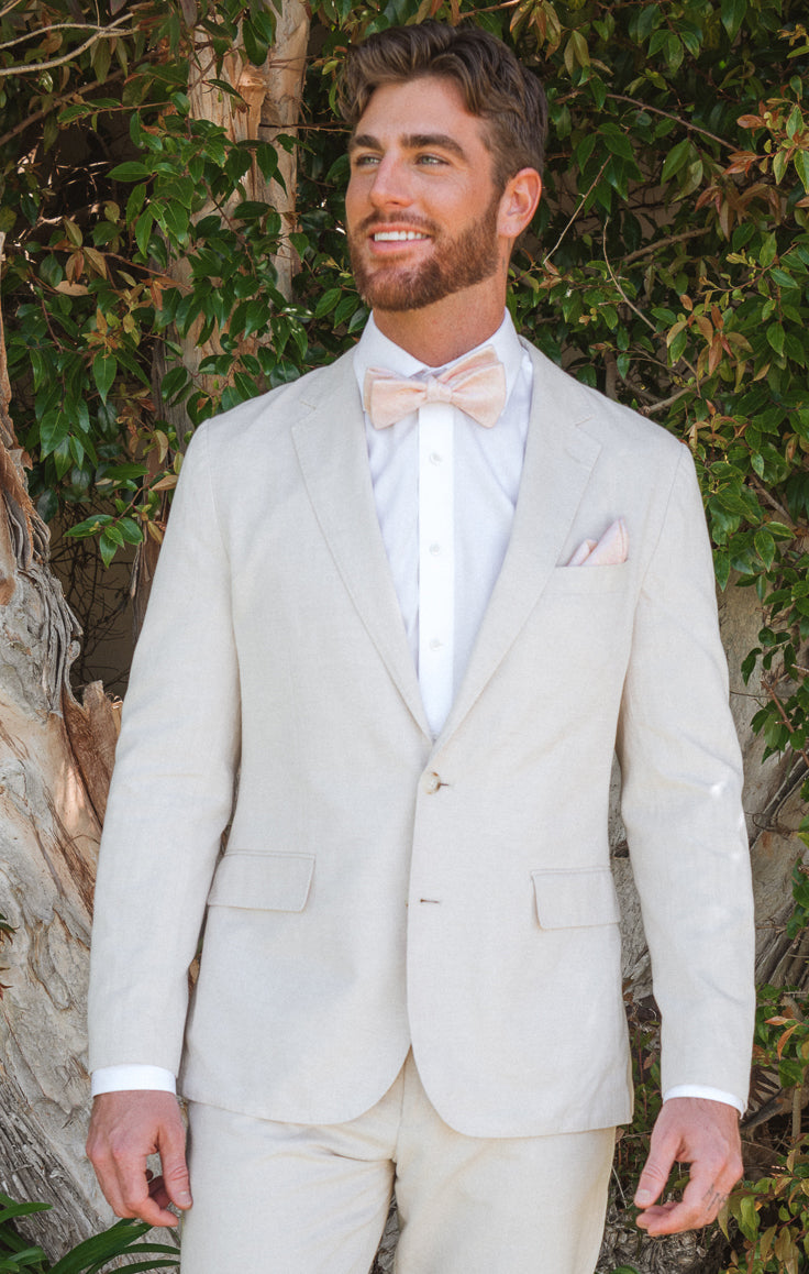 Dusty Blush Linen Pocket Square – Sam Handkerchief for Weddings