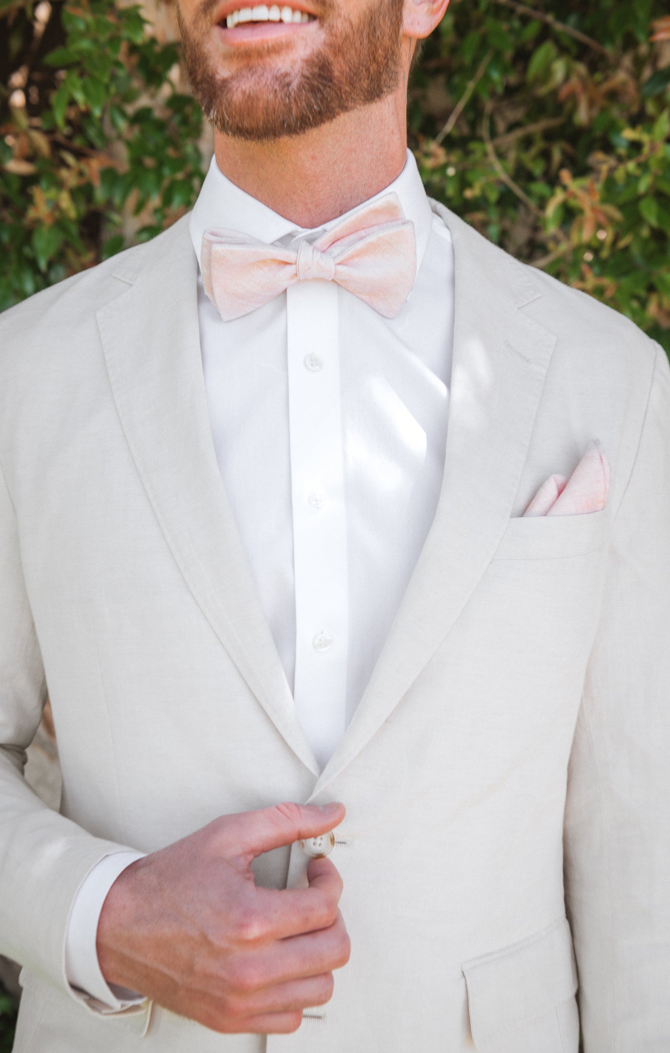 Dusty Blush Linen Bow Tie for Men – Josh Formal Wedding Accessory