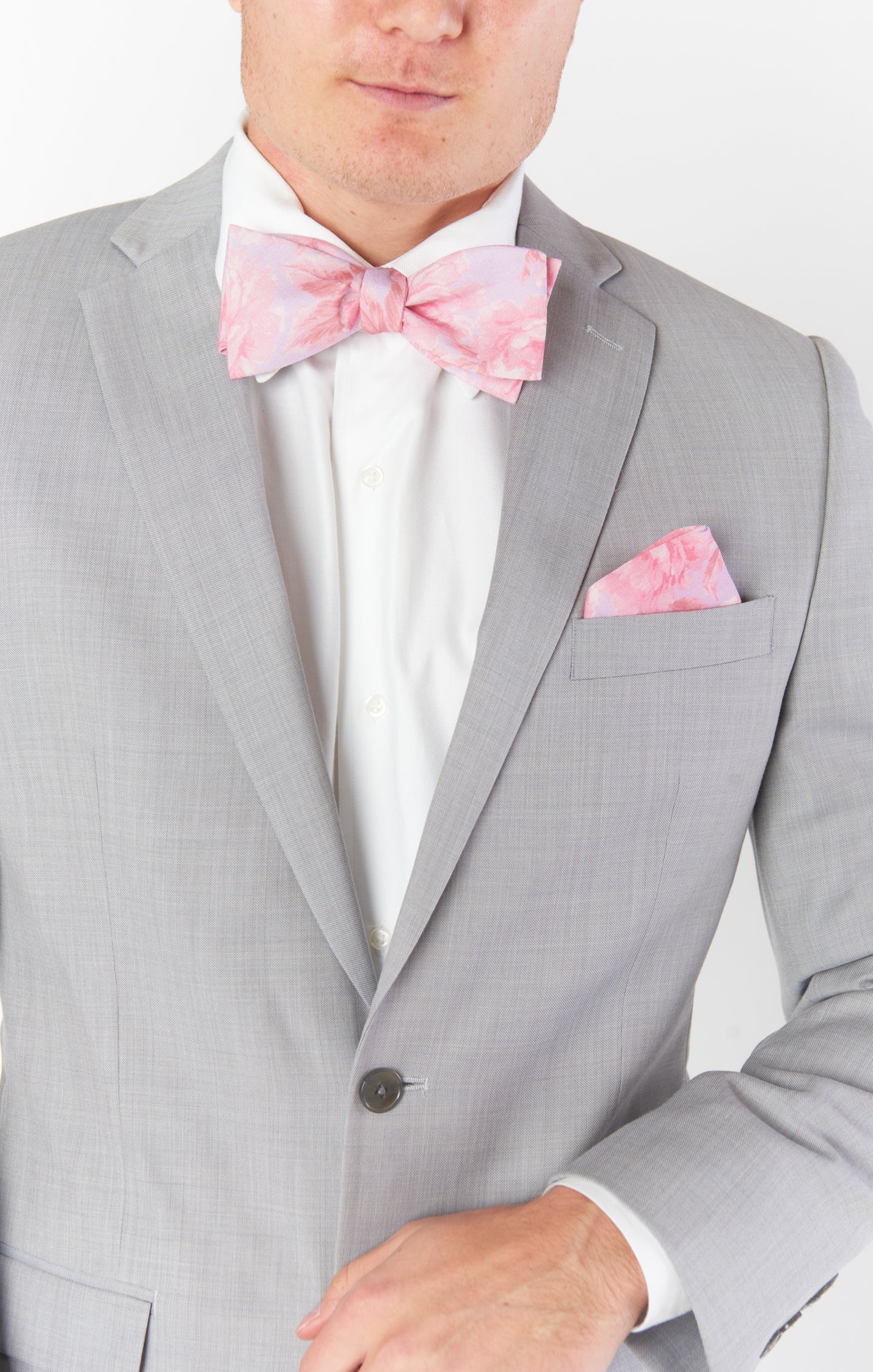 Sam Blushing Floral Pocket Square for Weddings & Formal Events