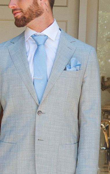 Sam Baby Blue Pocket Square for Men - Stylish Wedding Accessory