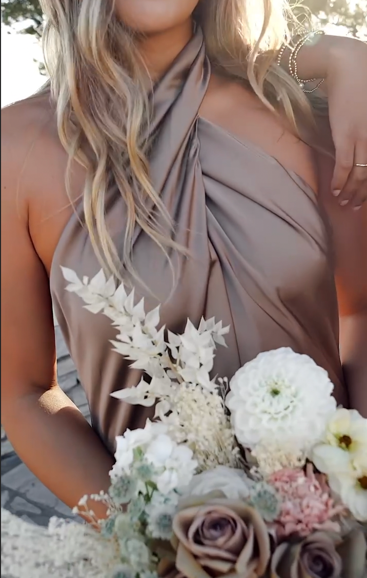 Jasmine Halter Maxi Dress in Luxe Satin with Open Back