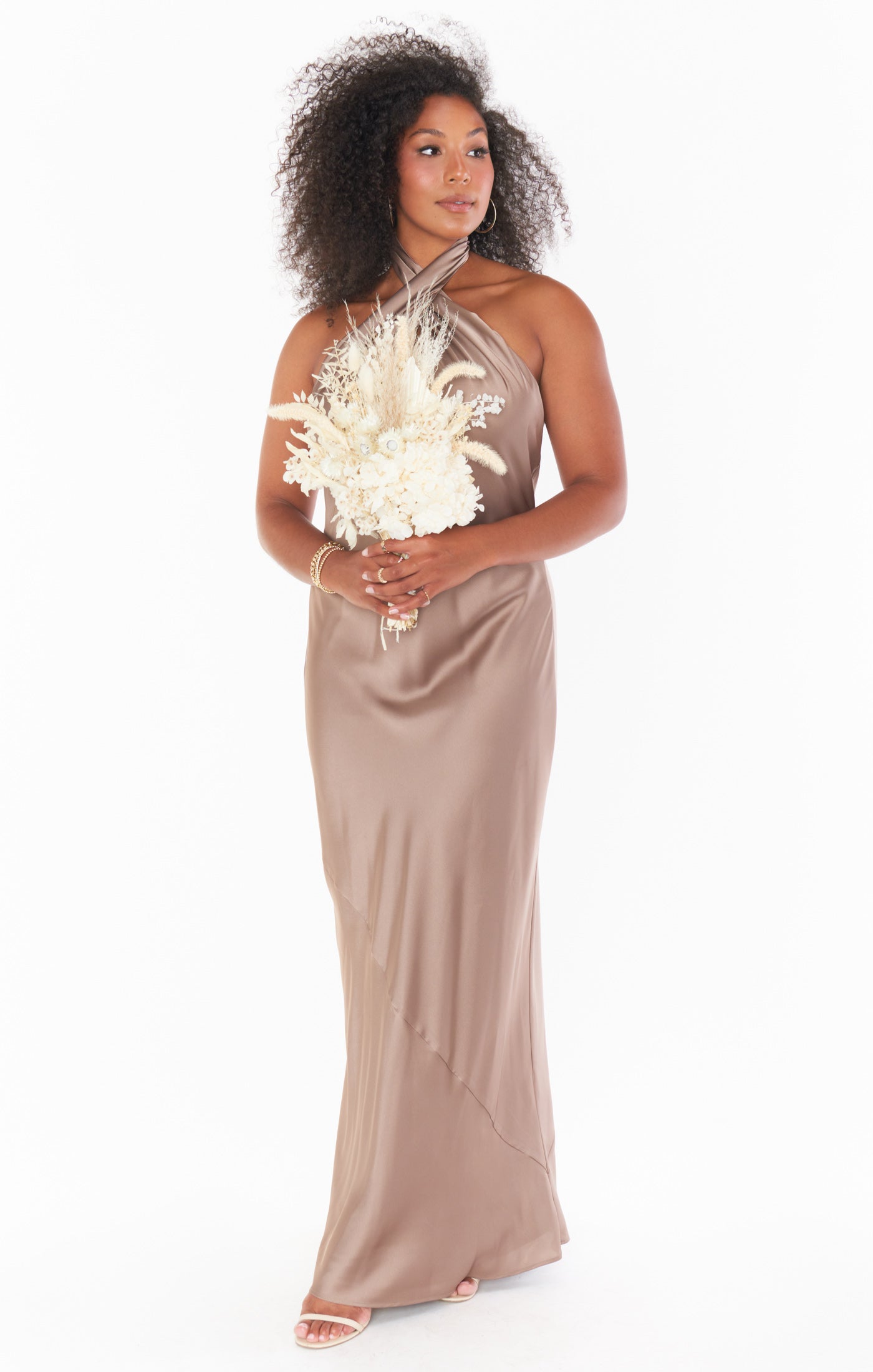 Jasmine Halter Maxi Dress in Luxe Satin with Open Back