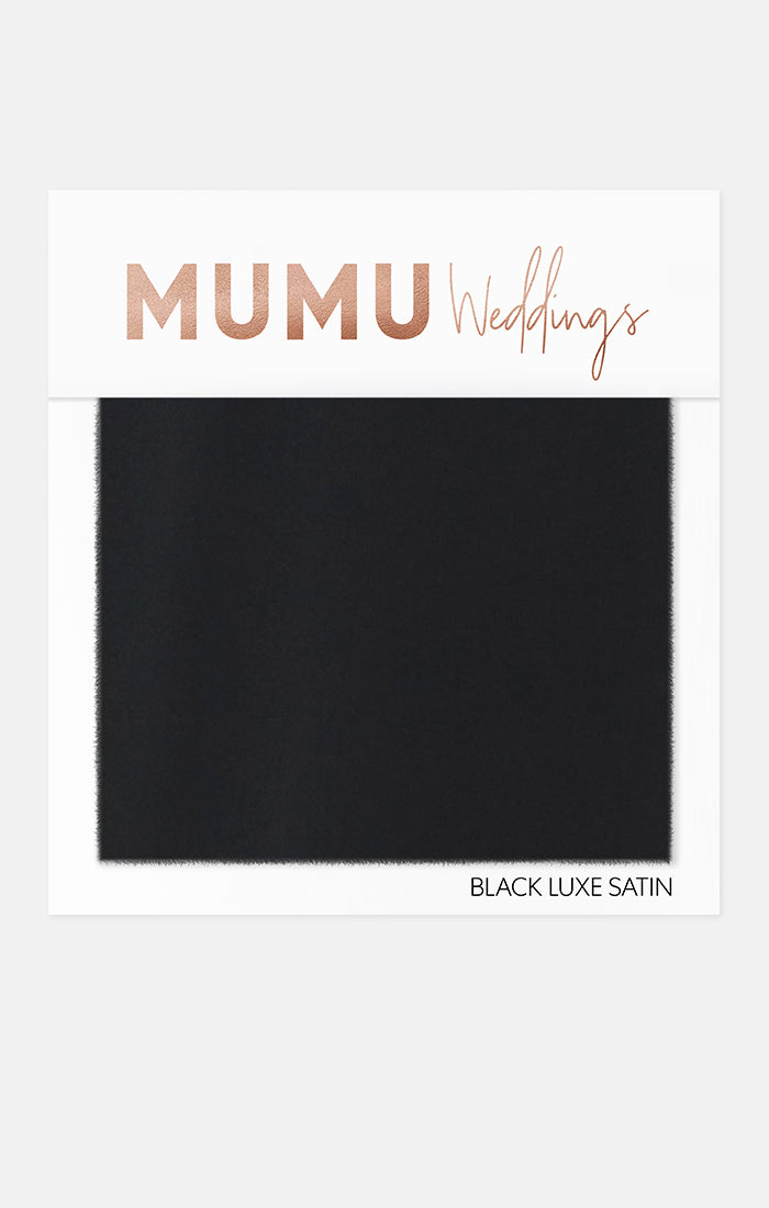 Bridesmaid Dress Fabric Swatch - Black Luxe Satin by Mumu Wedding