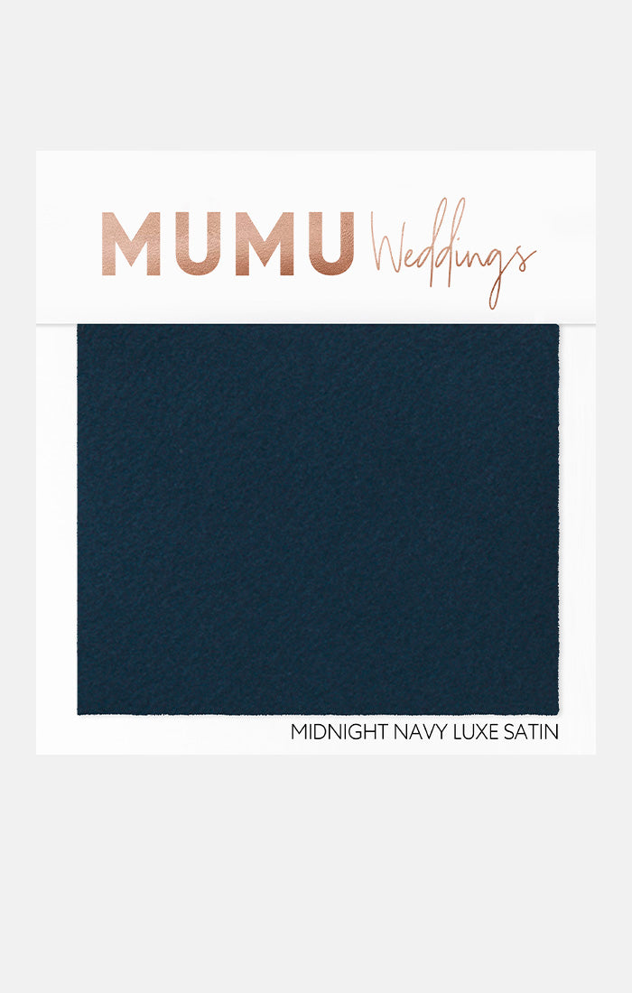 Bridesmaid Fabric Swatch - Midnight Navy Luxe Satin by Mumu Wedding