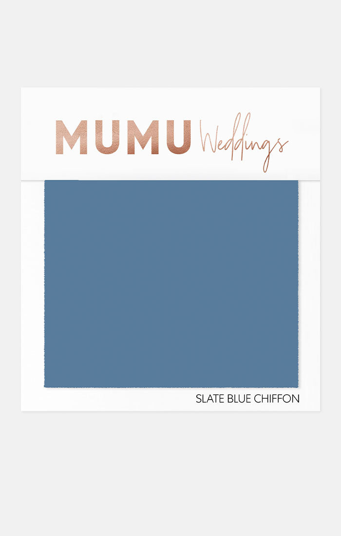 Bridesmaid Swatch - Slate Blue Chiffon Fabric by Mumu Wedding