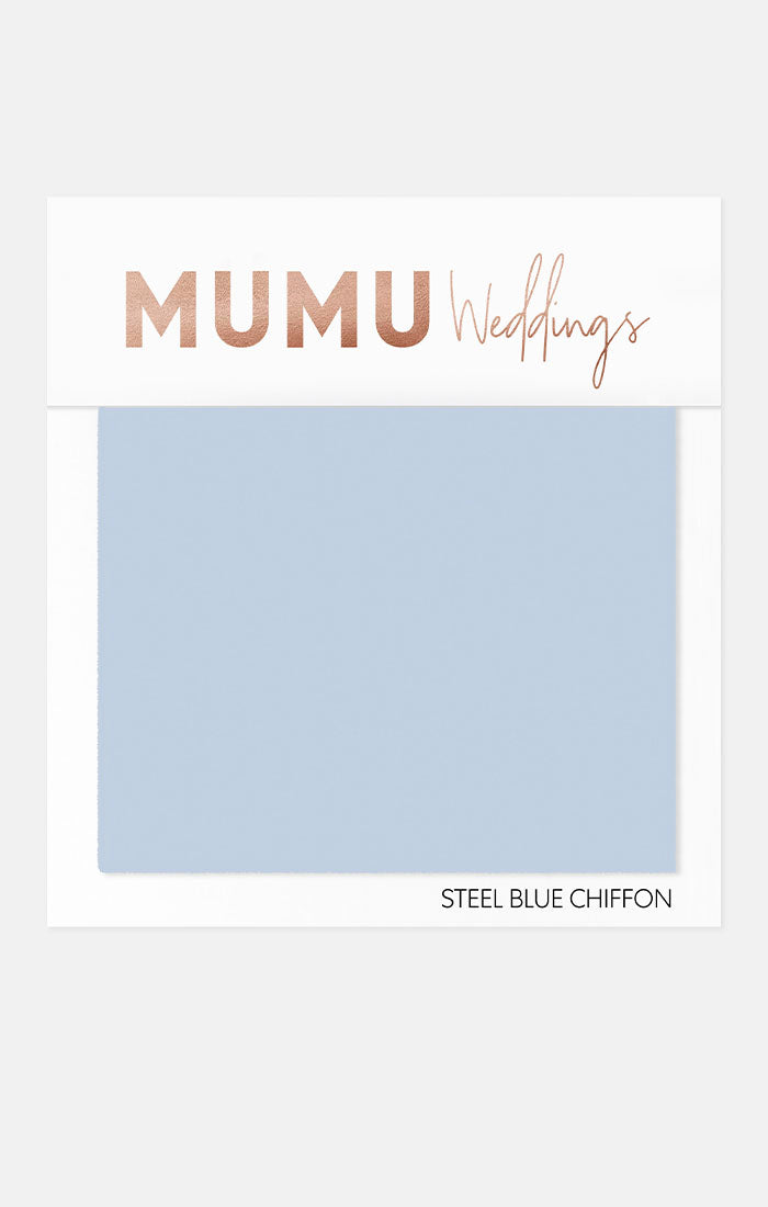Steel Blue Chiffon Bridesmaid Fabric Swatch | Mumu Wedding