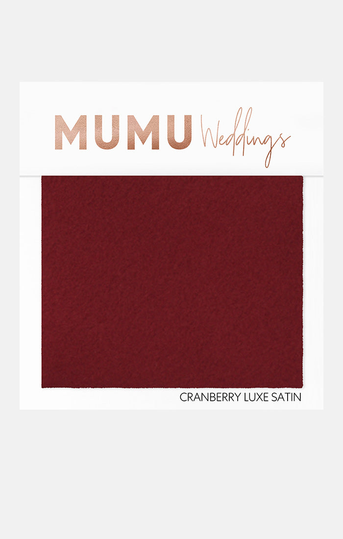 Bridesmaid Dress Fabric Swatch - Cranberry Luxe Satin by Mumu Wedding