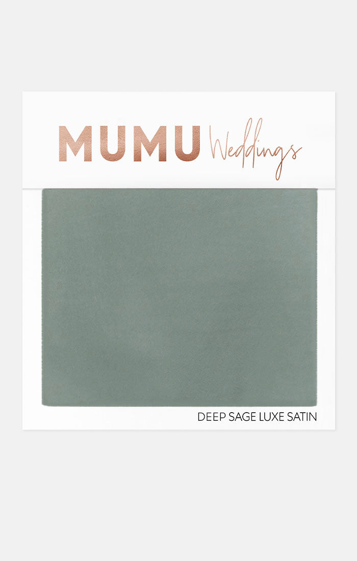 Bridesmaid Fabric Swatch - Deep Sage Luxe Satin by Mumu Wedding