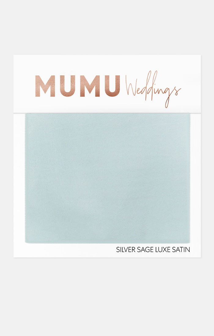Bridesmaid Fabric Swatch - Silver Sage Luxe Satin by Mumu Wedding