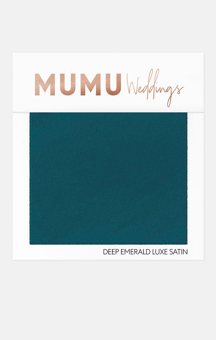 Bridesmaid Fabric Swatch - Deep Emerald Luxe Satin by Mumu Wedding