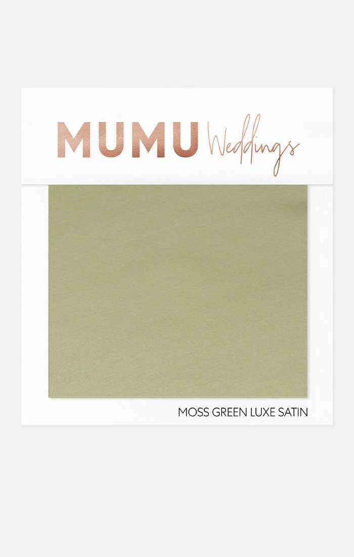 Bridesmaid Dress Fabric Swatch - Moss Green Luxe Satin by Mumu Wedding