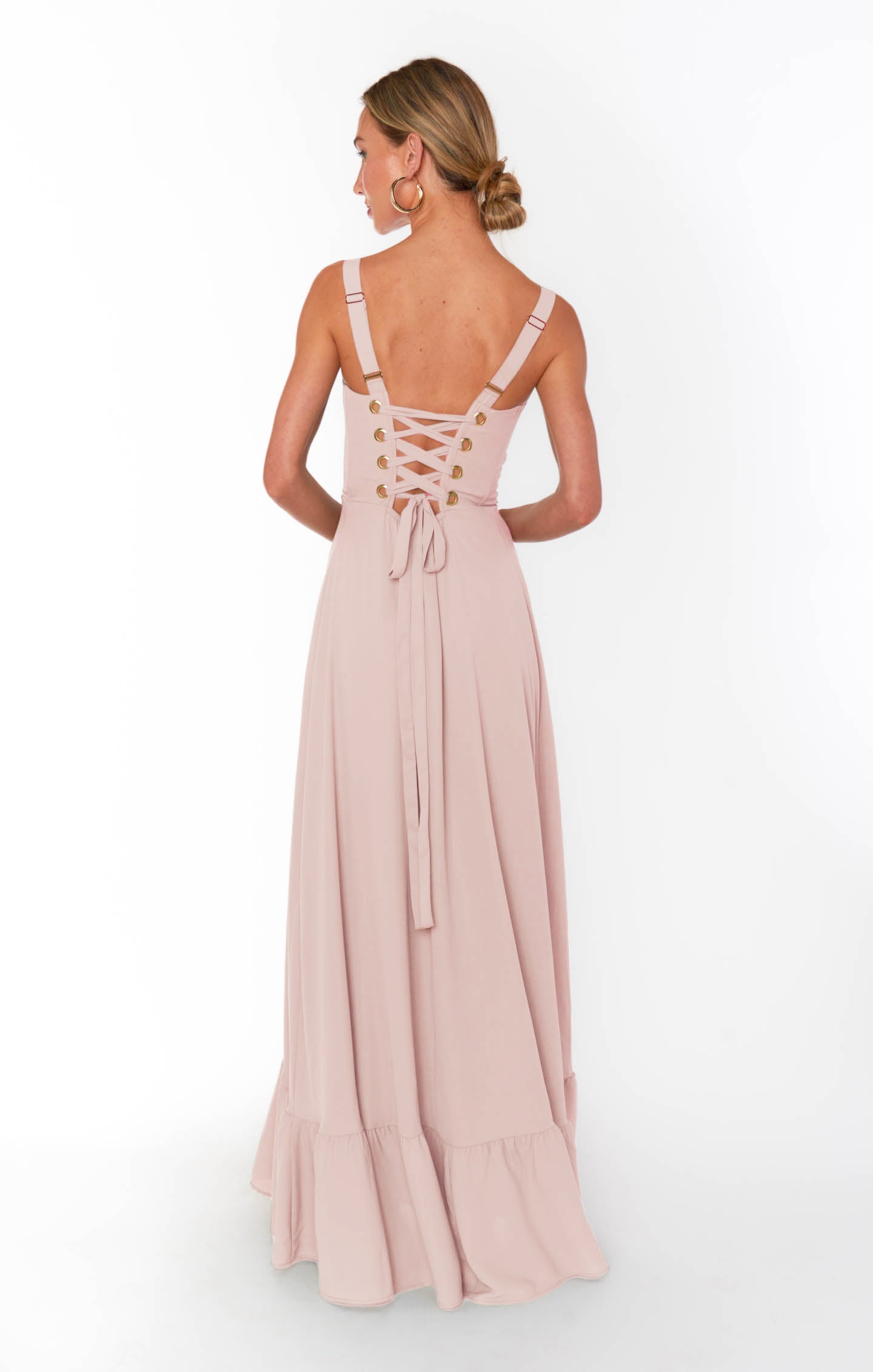 Clarissa Corset Maxi Dress with Side Slit - Dusty Blush
