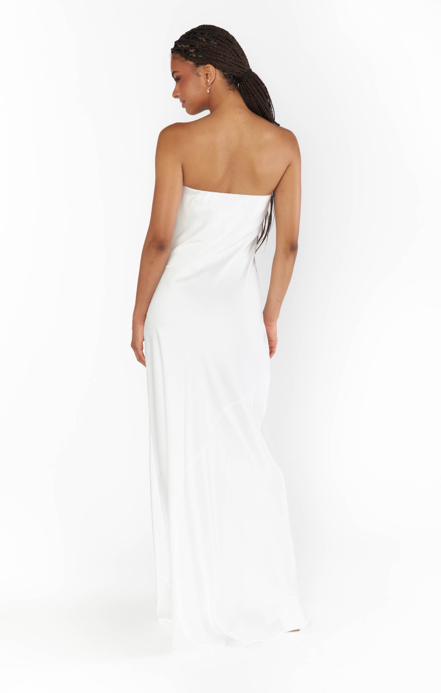 Taylor Ivory Luxe Satin Strapless Maxi Dress for Bridal Events