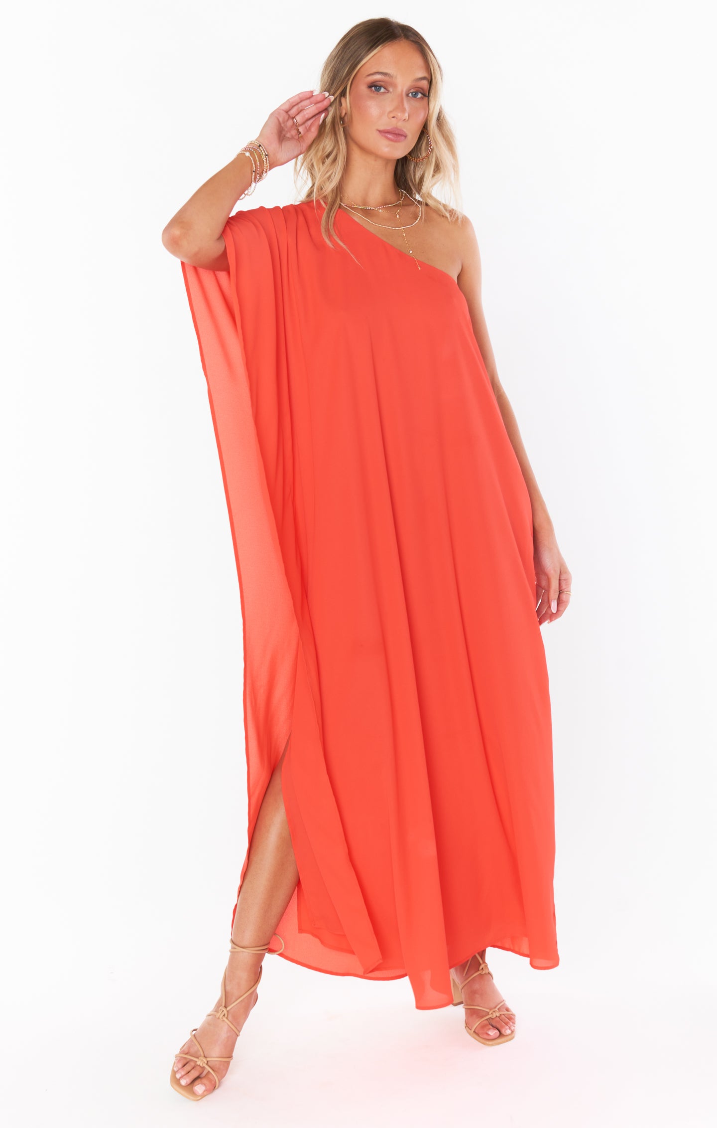 Tropez Maxi One Shoulder Red Dress - Beach Cover Up & Event Wear