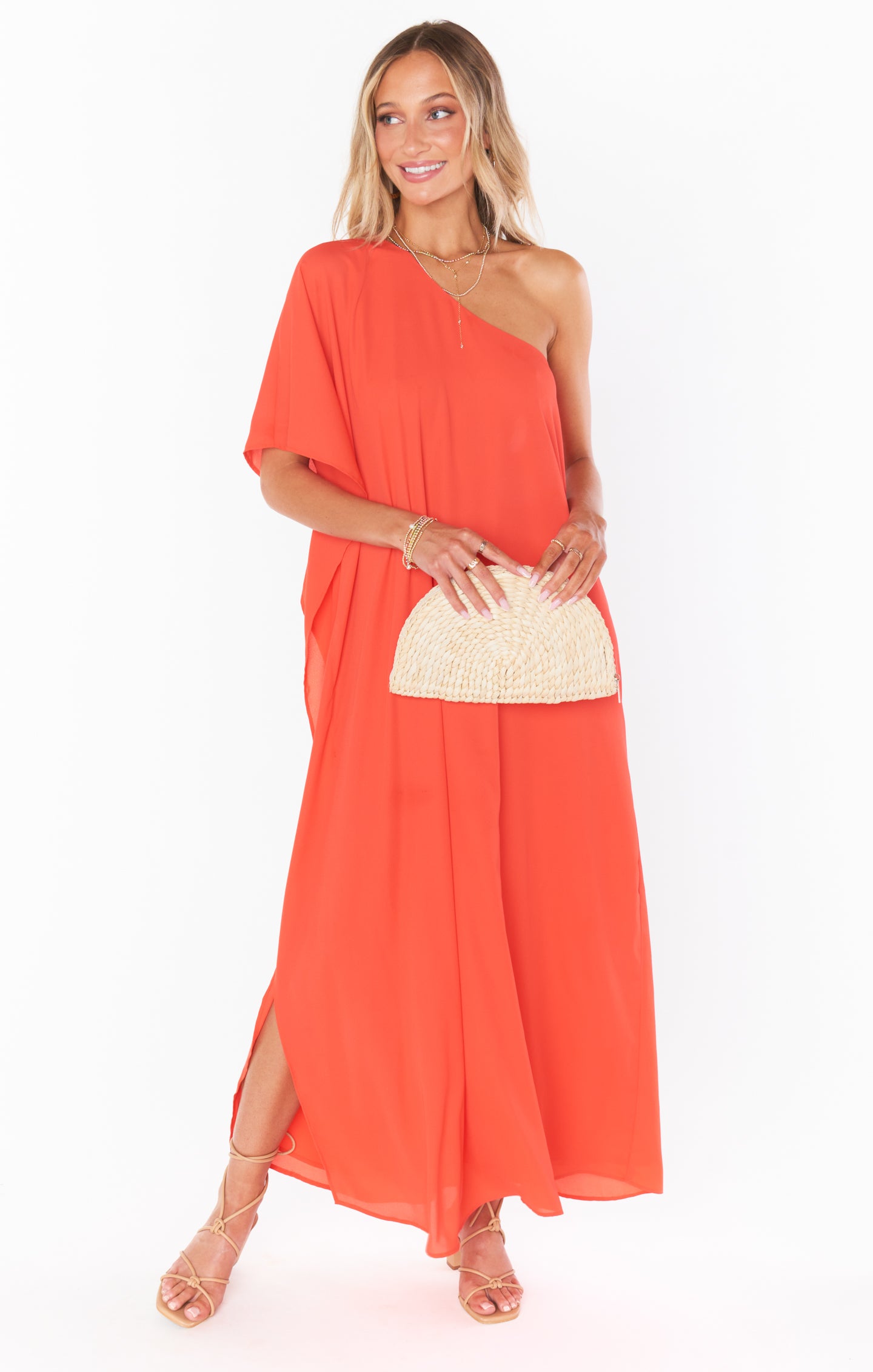 Tropez Maxi One Shoulder Red Dress - Beach Cover Up & Event Wear