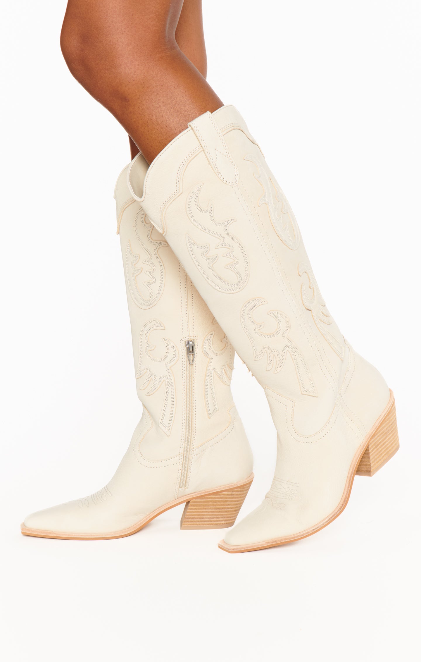 Dolce Vita Samsin Ivory Cowboy Boots for Women