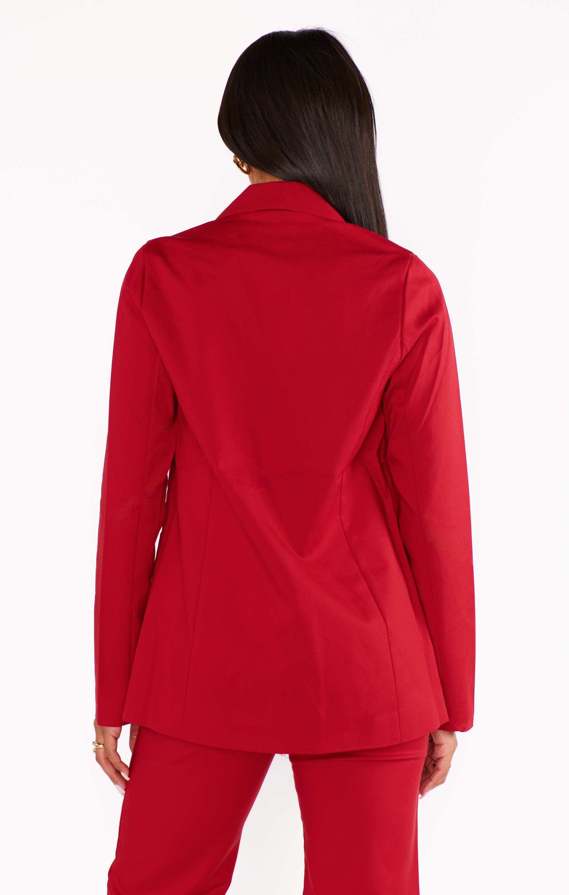 Red Blazer for Women - Oversized Fit Major Suit Jacket with Notched Collar