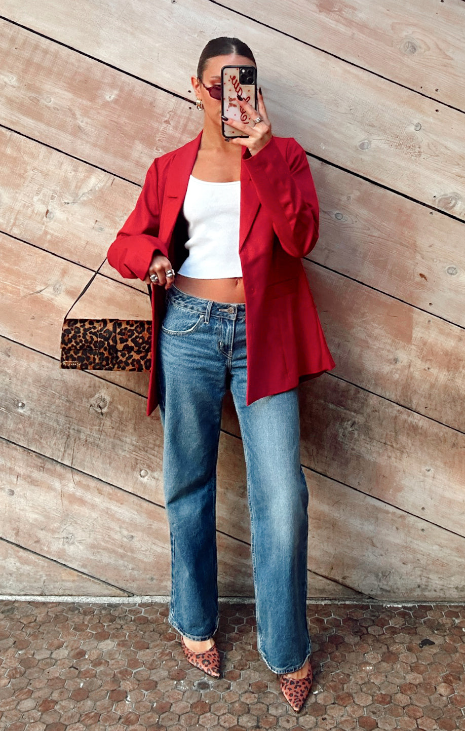 Red Blazer for Women - Oversized Fit Major Suit Jacket with Notched Collar