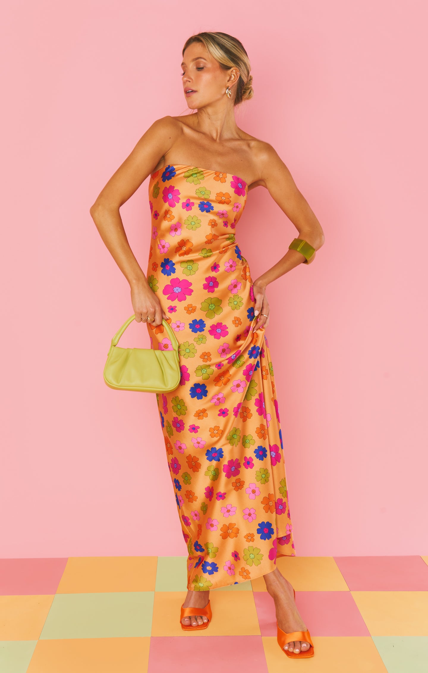 Taylor Strapless Floral Maxi Dress - Poppin Poppy Design