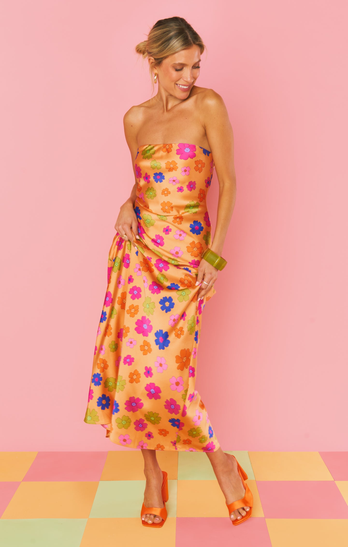 Taylor Strapless Floral Maxi Dress - Poppin Poppy Design