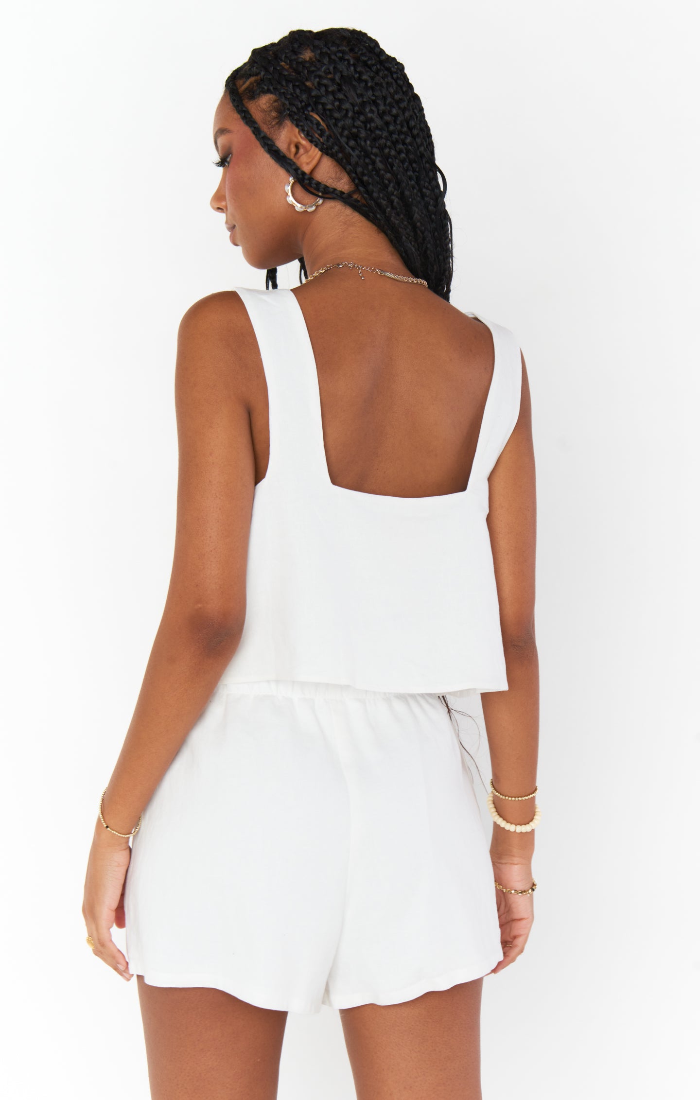 Hendrix High Waist White Linen Shorts for Women