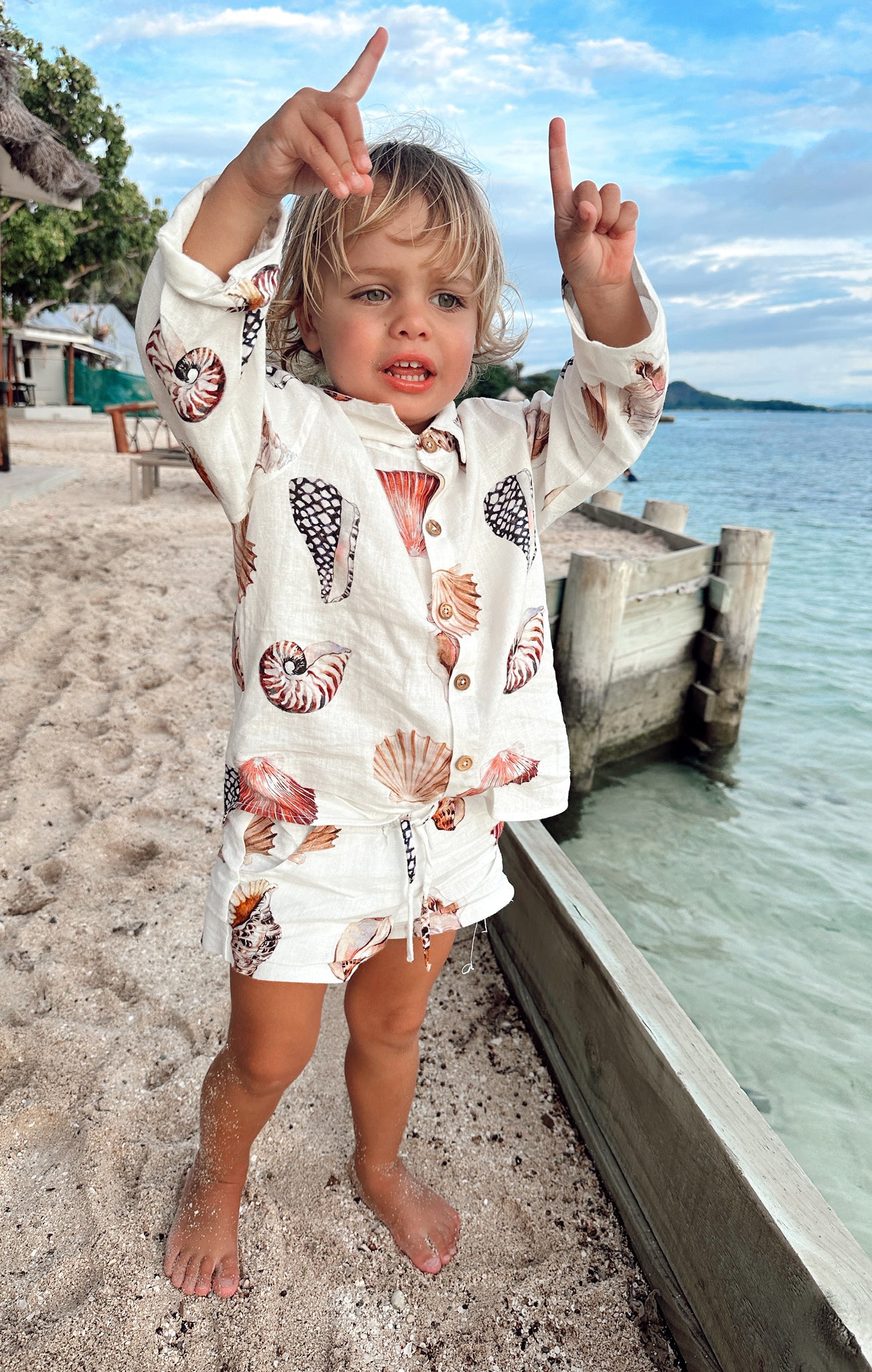 Baby Linen Shorts with Adjustable Waist – Shell Linen
