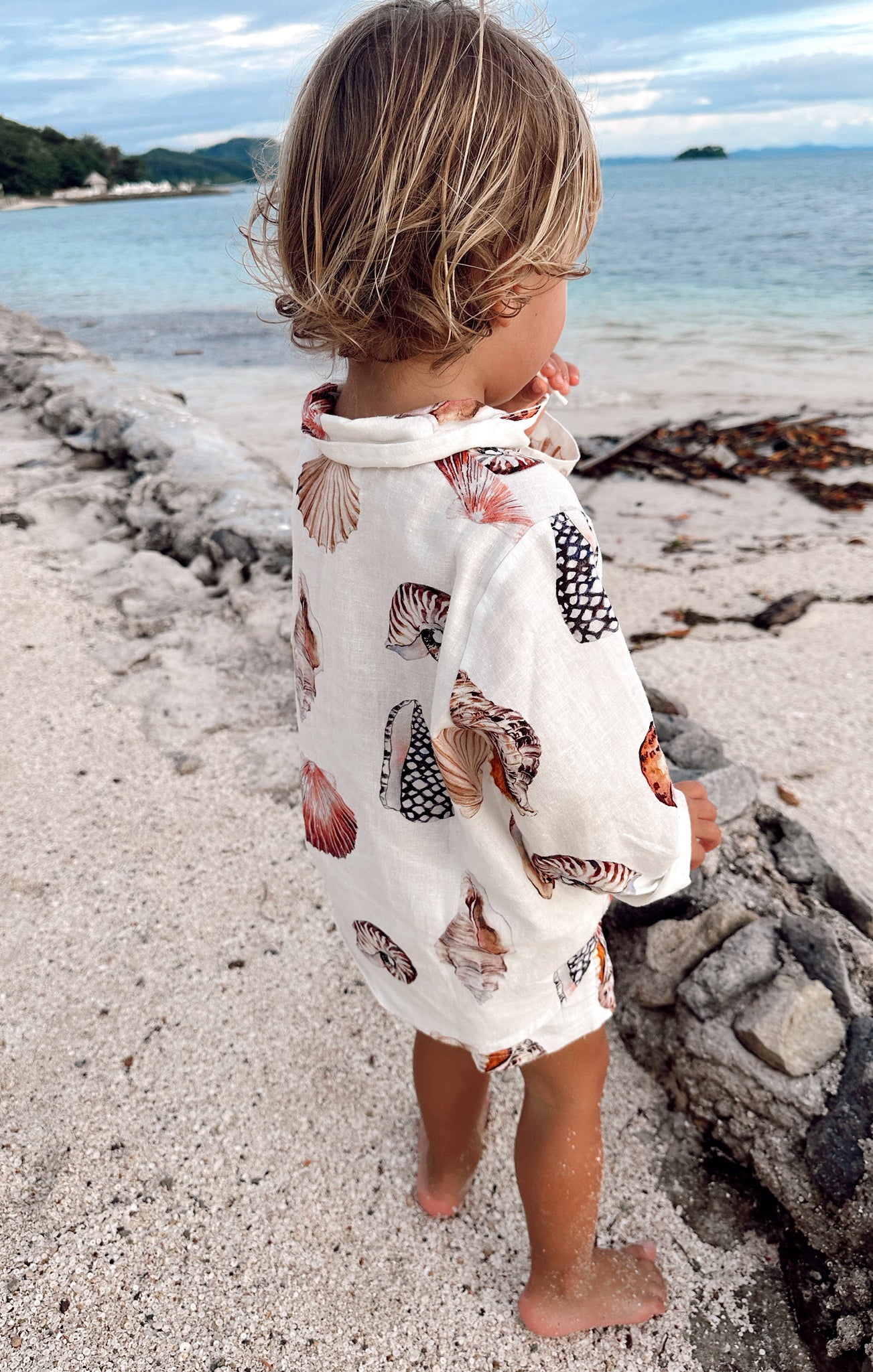 Baby Linen Shirt with Collar - Shell Linen Button Down