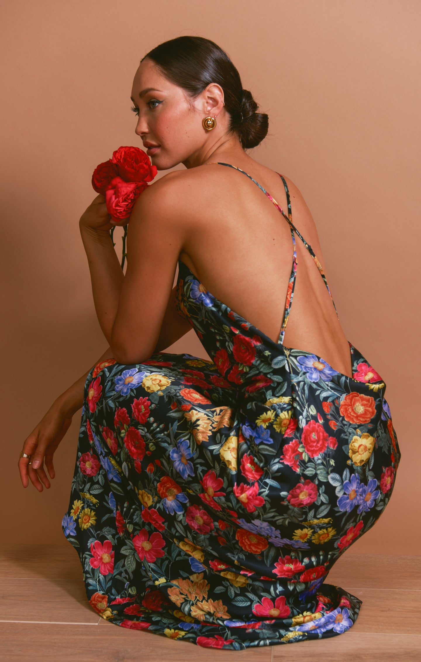 Hailey Satin Slip Dress with Cowl Neck & Open Back