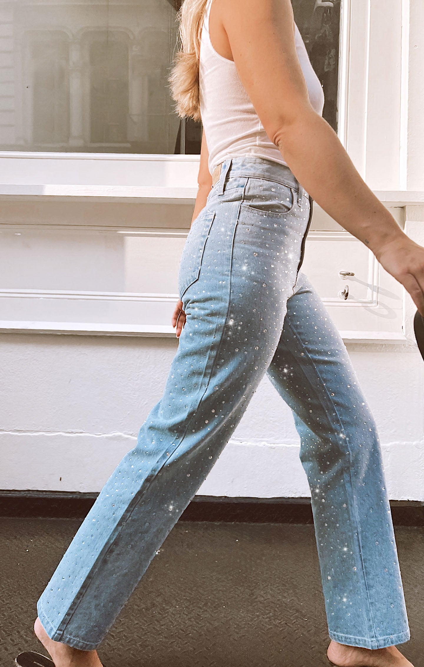 Icon Jeans - Embellished Light Blue Straight Leg Denim