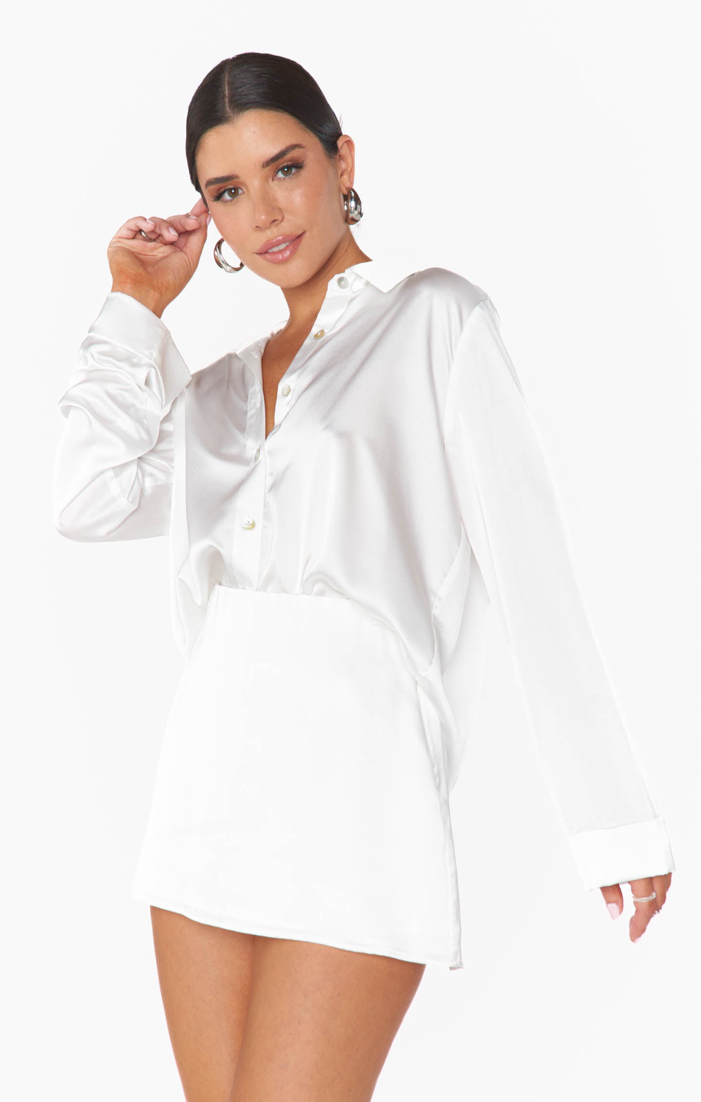 Ivory Luxe Satin Skort with Shorts - All Night Party Wear